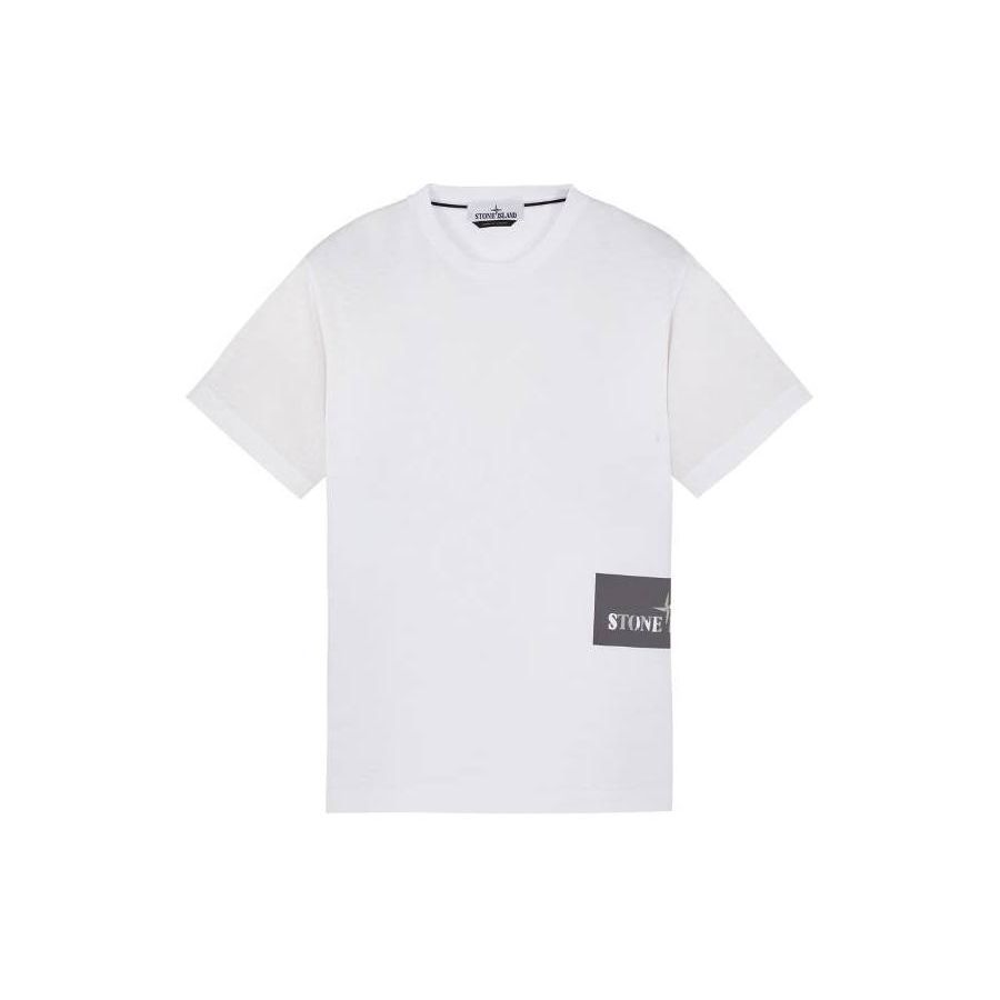 STONE ISLAND Однотонная футболка с круглым вырезом и короткими рукавами Мужские топы Белый 80152NS84-V0001