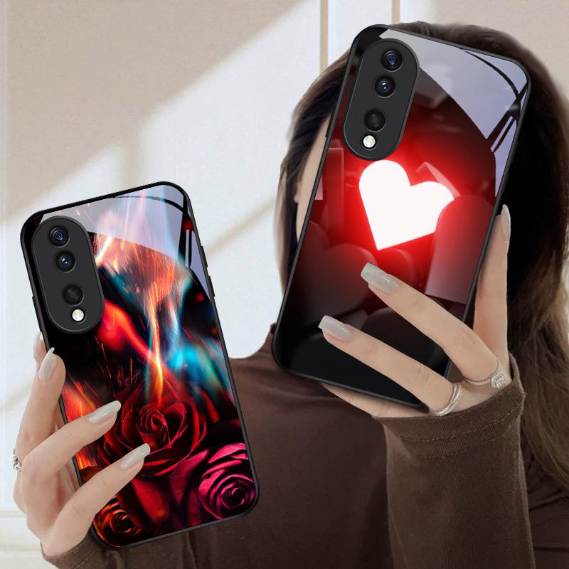 Яркая Пламенная Роза Для Honor Magic 4 5 6 Pro 7 X6 X9c X9 X6b X8 X9b X5b X8b 30 Pro+ 50 Pro 70 90 200 Lite Стеклянный Чехол Для Телефона