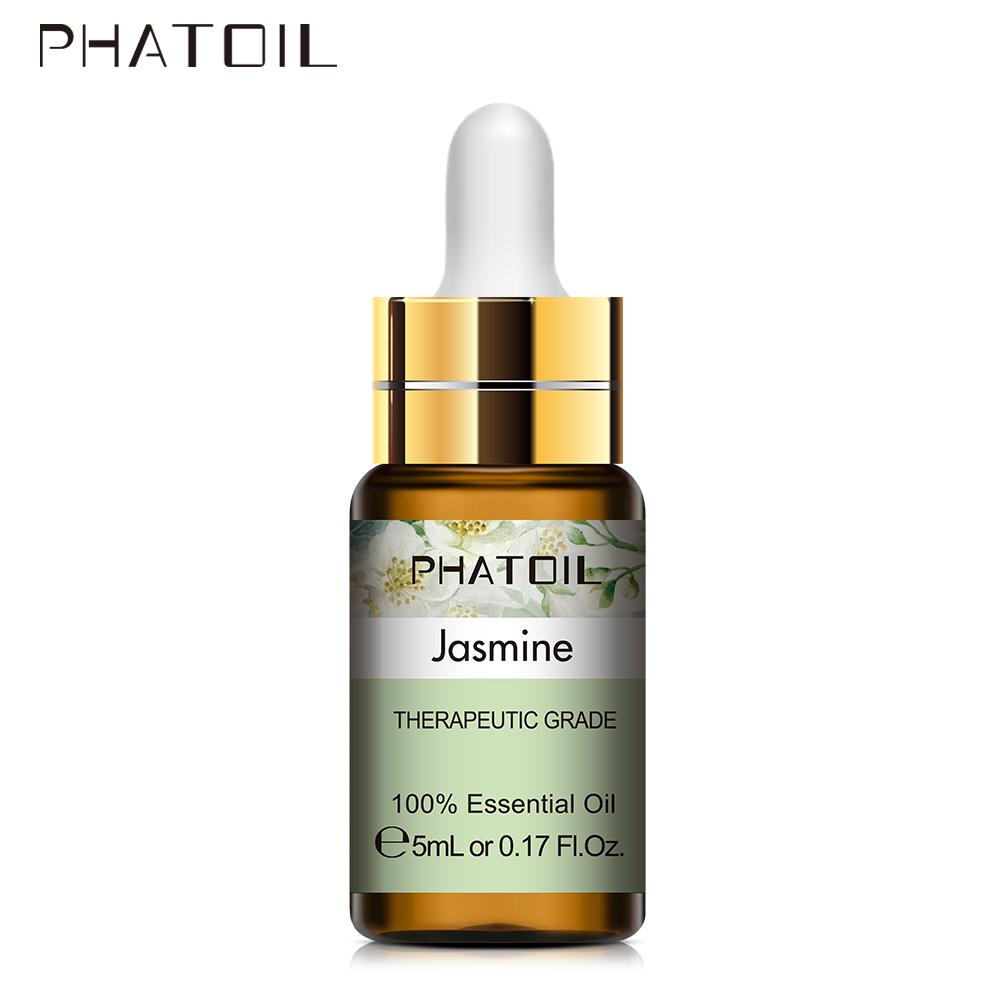 PHATOIL 5ML Rose Jasmine Lavender Plant Essential Oil with Dropper Purify the Air Bactericide Spa Body Care Vanilla Eucalyptus Tea Tree Oil