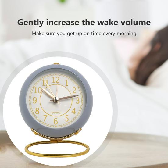 Analog Alarm Clock with LED Light Non-Ticking Battery Operated Bedroom Desktop Digital Quartz Clock Children Students Gift