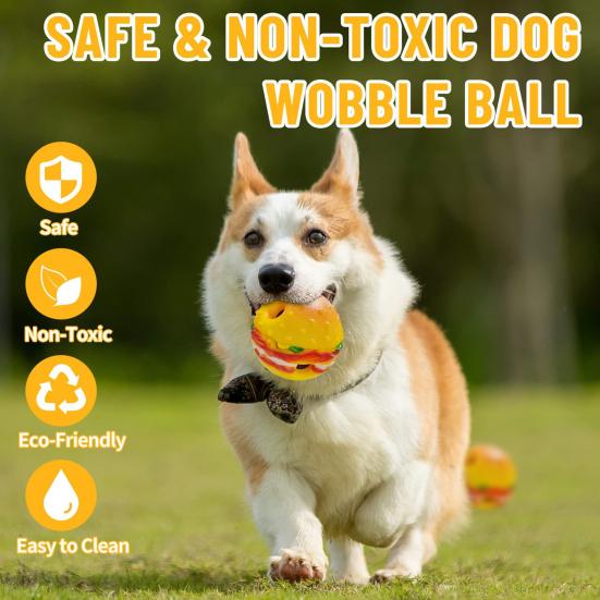 Игрушка для домашних животных Форма гамбургера Звук хихиканья Привлекает Устойчивость к укусам Уход за зубами Многофункциональная чистка зубов Игровая игрушка Шар для собак Качающийся шар для хихиканья Товары для домашних животных