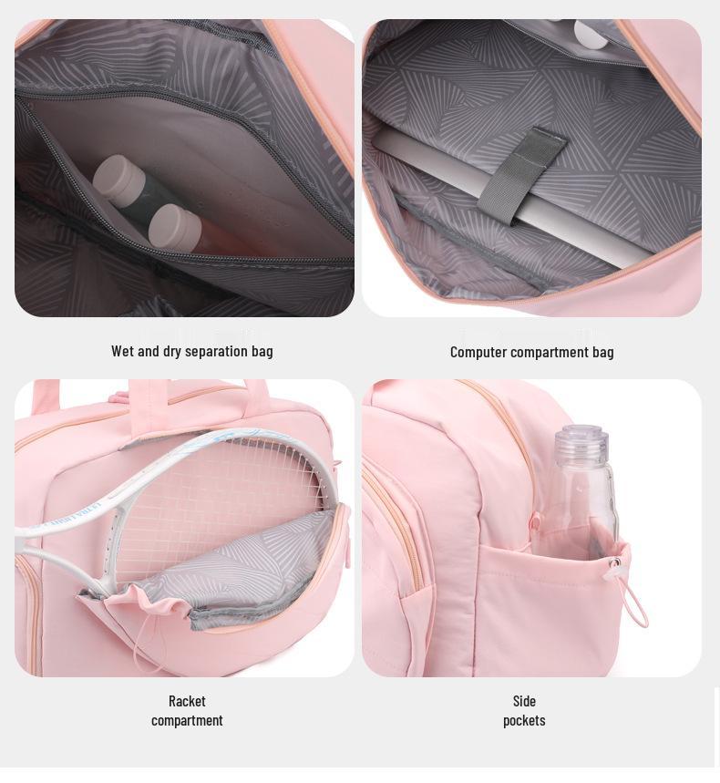 Women's Large Capacity Badminton & Tennis Bag with Dry/Wet Separation - Handheld & Shoulder Options