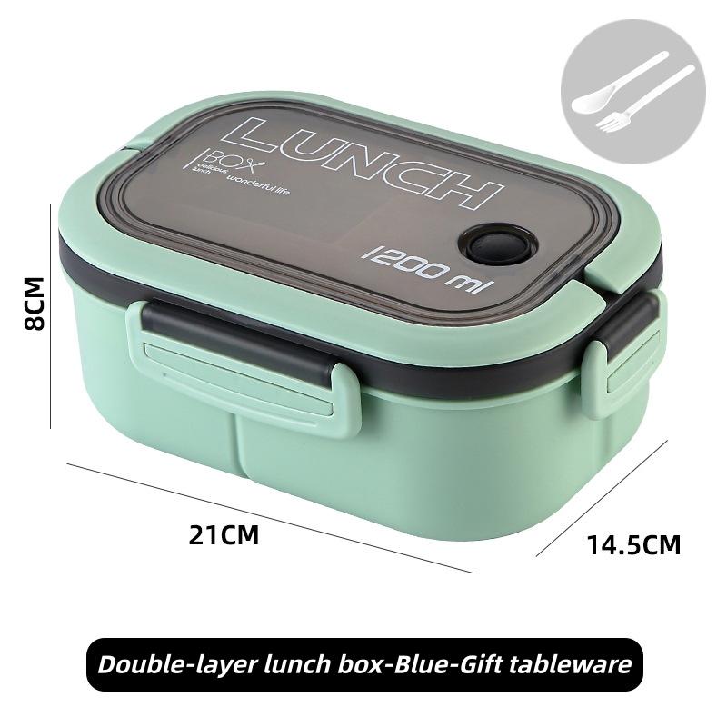 Portable Sealed Double Layer Leak Proof Bento Box with Cutlery Microwave Safe Kids Lunch Box Food Container Kitchen Accessory