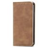 For iPhone 16 Leather Case with Card Holder Magnetic Absorption Phone Cover - Brown