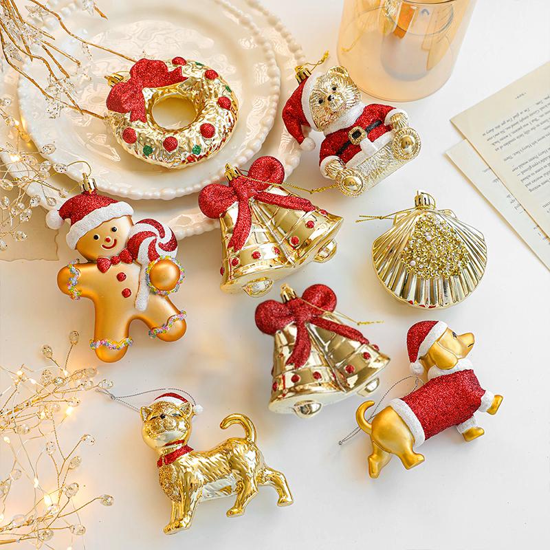 Рождество 2025 Блестящие Рождественские Елочные Украшения Мультяшный Кот Медведь Атмосферный Декор Имитация Колокольчика Домашние Вечериночные Украшения 4 Стиля