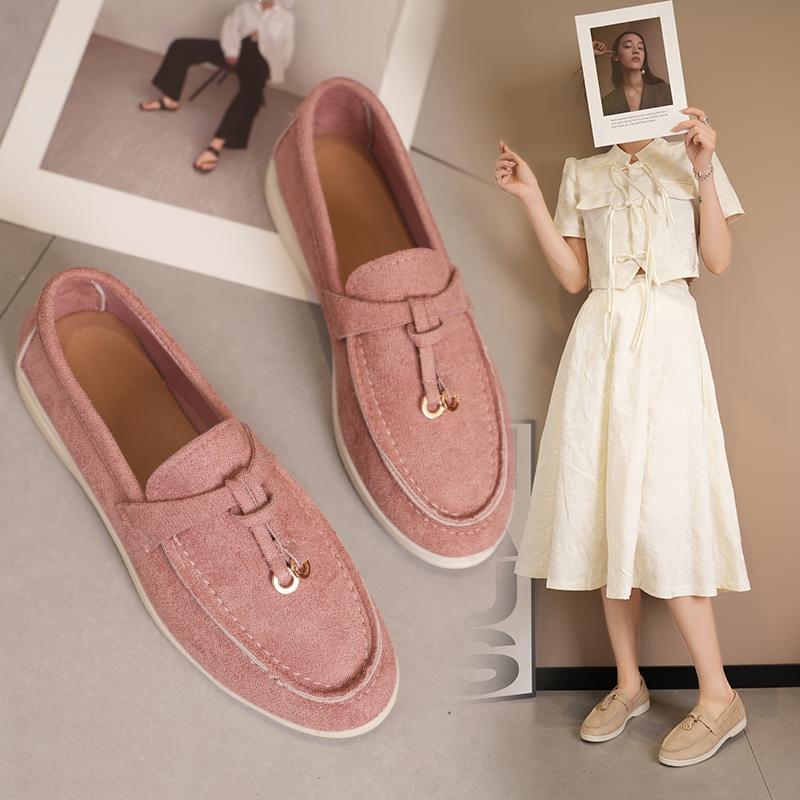 2024 Autumn Casual Flat Shoes for Women Platform Suede Loafers Female Comfortable Soft Sole Single Shoes Ladies Walking Non Slip Shoe