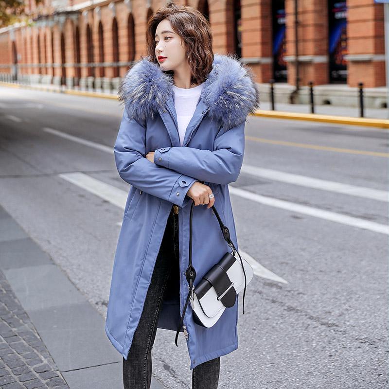 Women Winter Casual Jacket Coat Parker Warm Cotton Liner Long Hooded Fur Collar Adjustable Waist Solid Beige Black Blue Navy Khaki Green M-XXXL