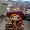 Small Desktop Figurine Wooden Halloween Tabletop Decor, Whimsical Black Cat Witch Pumpkin Skeleton Cute Room Accents Figurines, Centerpiece