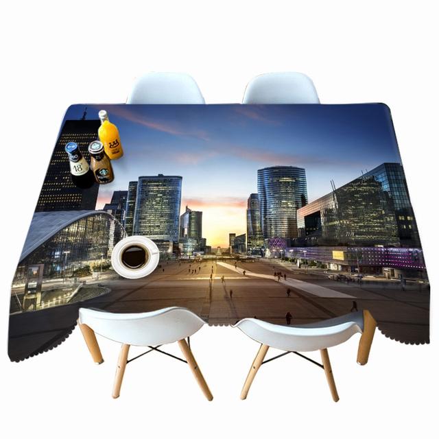Thicken Cotton Tablecloth Modern City Pattern Sea View Rectangular Round Table Cloth For Wedding Picnic Party
