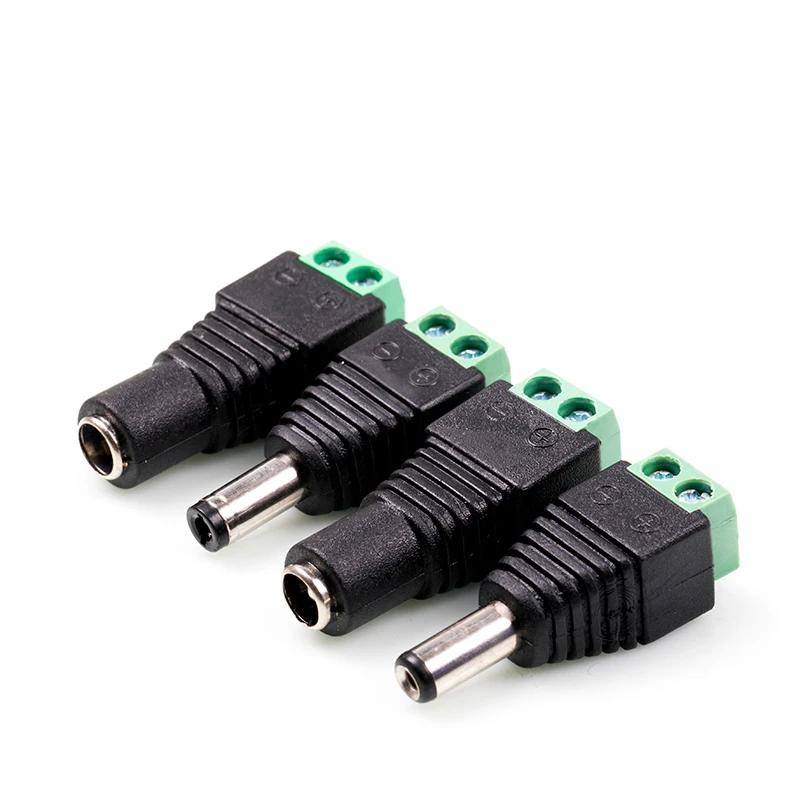 1/2/5pcs Male Female 12V DC Power Connector, Power Jack Plug Barrel Adapter,For 2Pin 5050 3528 Single Color LED Strip