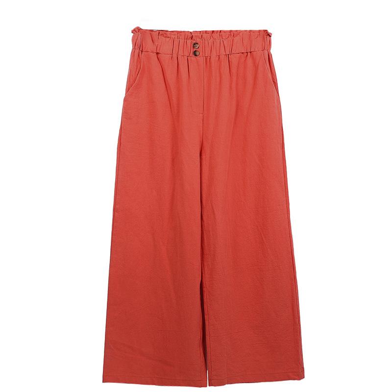 Новые женские брюки с высокой талией и эластичным поясом в виде листьев лотоса, из хлопка и пеньки, повседневные брюки