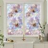 Flowers Window Privacy Film Stained Glass Tulip Butterfly Window Cling Static Glass Sticker for Home Kitchen Office