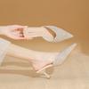 Baotou Half Slippers Women Wear Summer New Fashion Rhinestone Thin Heel Pointed High Heel Cool Slippers Women