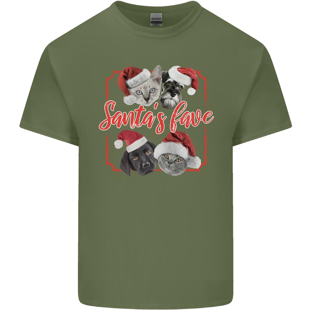 Santas Fave Cats and Dogs Christmas Xmas Unisexs Light Cotton TShirt