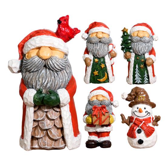 Santa Claus Snowman Resin Figurine Christmas Tabletop Decoration for Home Office Desk Festive Holiday Gift