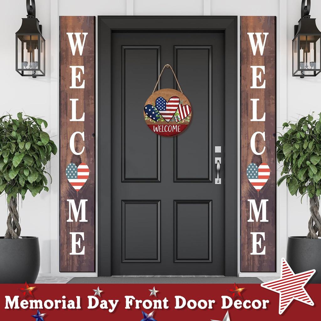 Independence Day Wooden Doorplate Welcome Sign Door Home Decoration Hanging Sign