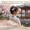 New Chinese Style Hairpin For Women With Peach Flower Shape Pearl Tassels Classical Hair Accessories