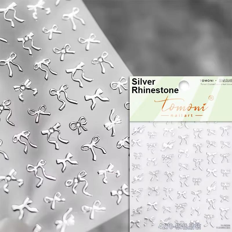 1pcs 5D Diamond White Lace Bow Nail Art Stickers Pearl Rhinestones Nail Decoration Adhesive Decals Slider DIY Accessory