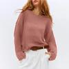 Spring Hollow Round Neck Thin Sweater Knitted Top For Women