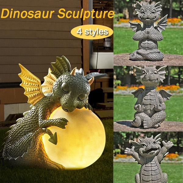 New 4 Styles Small Dinosaur Shape Meditation Sculpture Dragon Meditated Statue Resin Crafts Home Decor