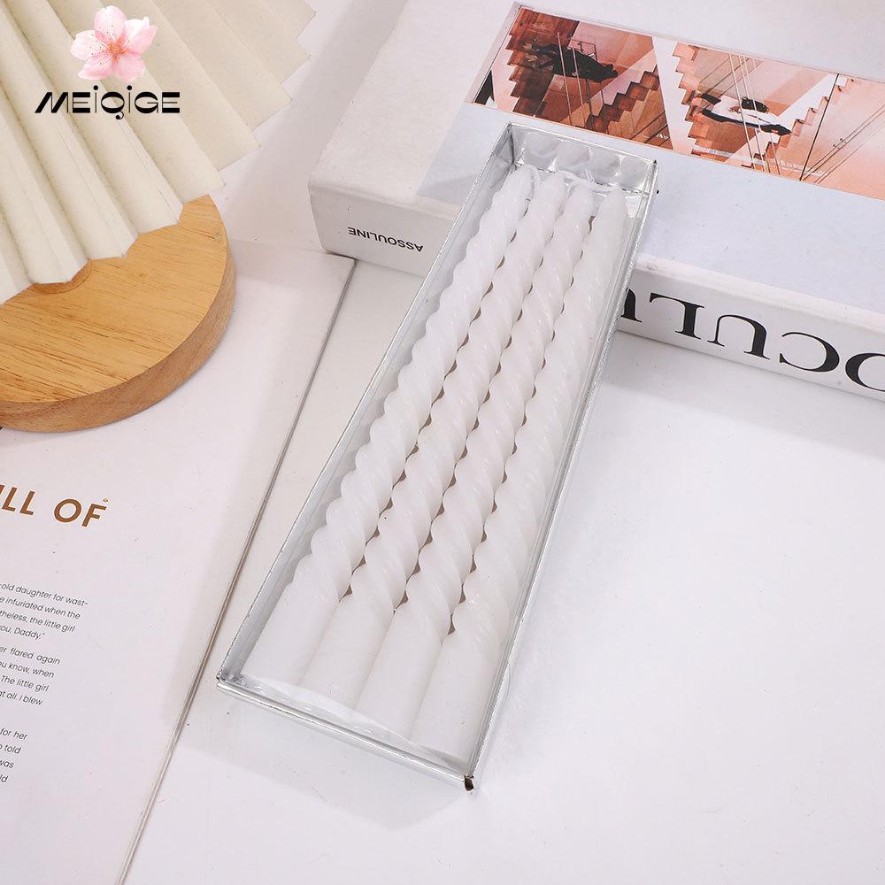 4 Boxed Gold Card Electroplated Paint Threaded European-style Long-stem Candles Gold, Silver, Red, White and Black Spiral Candles 8-10 Inches