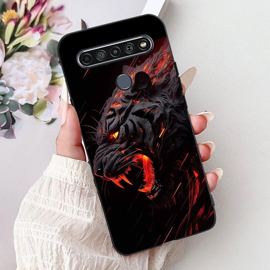 Для LG K41S K51S 2020 Элегантный Чехол для Телефона с Цветочным Котом, Для LG K41S K51S LM-K410 LM-K510 Черный Силиконовый Мягкий Чехол