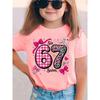 Girls' Short Sleeve T-Shirt NY-DX7962, Summer Fashion Plaid Leopard Print, Cartoon Patterns Bow Heart Star Etc, Casual Versatile Top, Numbers 67
