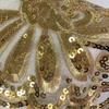 1 Set Gold Sequin Lace Fabric Appliques Embroidered Sew Patch For Wedding Decoration Dress DIY