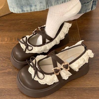 Туфли лолиты из маленькой кожи на платформе, коричневые, ретро, одинарные туфли, женские, новые, весенне-осенние, для юбки