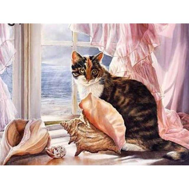 5D DIY Алмазная картина Вышивка крестом Кошка Животное Алмазная вышивка Полный круглый дрель Мозаика Стразы