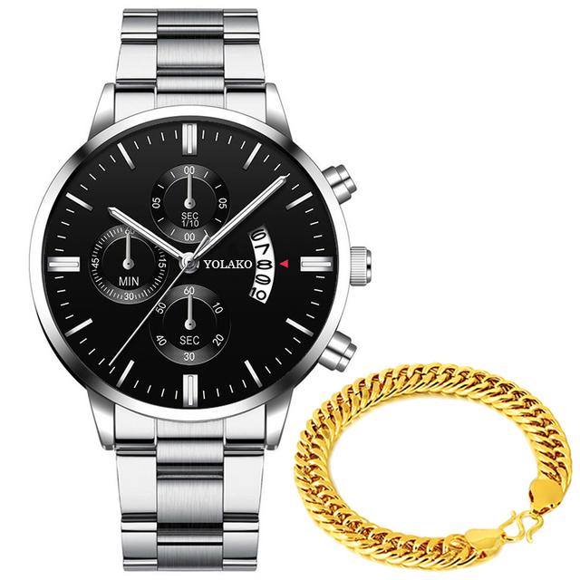 Модные мужские часы из нержавеющей стали, браслет, мужские кварцевые наручные часы с календарем, роскошные мужские классические деловые часы, мужские часы в подарок