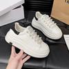 Platform White Shoes Women's Autumn 2024 New Versatile Small Height Increase Pearl Buckle Sports and Leisure Board Shoes