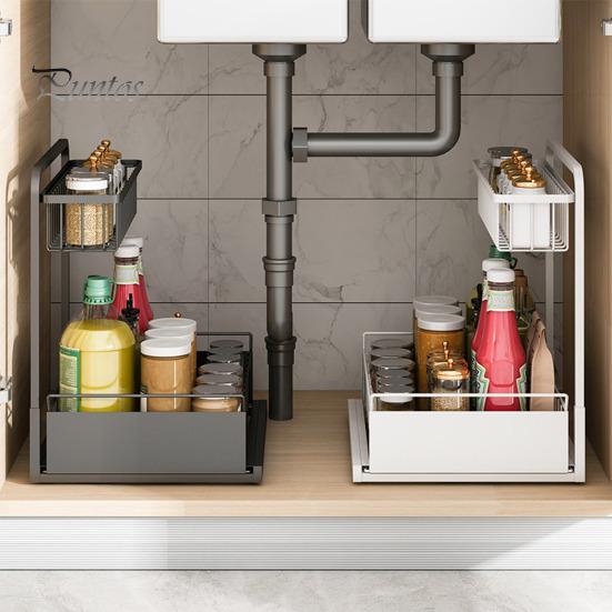Органайзер под раковиной с выдвижным ящиком L-образной формы из углеродистой стали для хранения вещей, устойчивый к ржавчине, для беспорядка в ванной комнате на кухне
