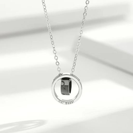 Кольцо Шарм Парное Ожерелье Подвеска с Двойными Кольцами Ее Чудовище Его Красавица Ожерелье из Сплава на День Святого Валентина Юбилей Подарок на День Рождения