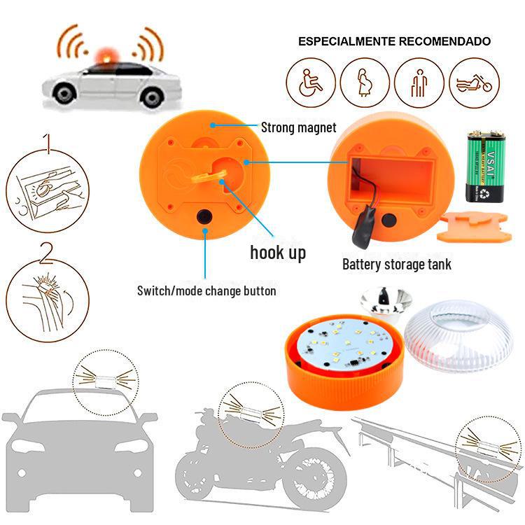 V16 LED Emergency Flashlight: White & Yellow Light with Magnetic Base