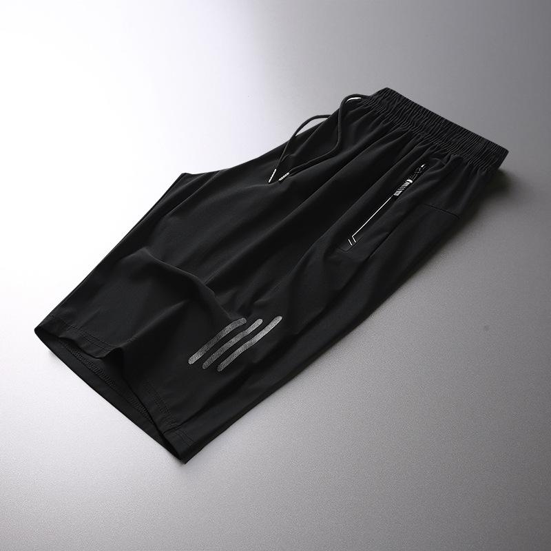 Мужские спортивные шорты больших размеров из быстросохнущего ледяного шелка - Дышащие, высокоэластичные, для активного отдыха и повседневной носки