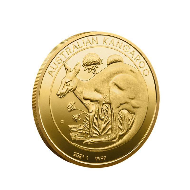 Позолоченная австралийская монета с изображением кенгуру, 1 унция, посвященная Елизавете II, сувенирная монета Австралии.