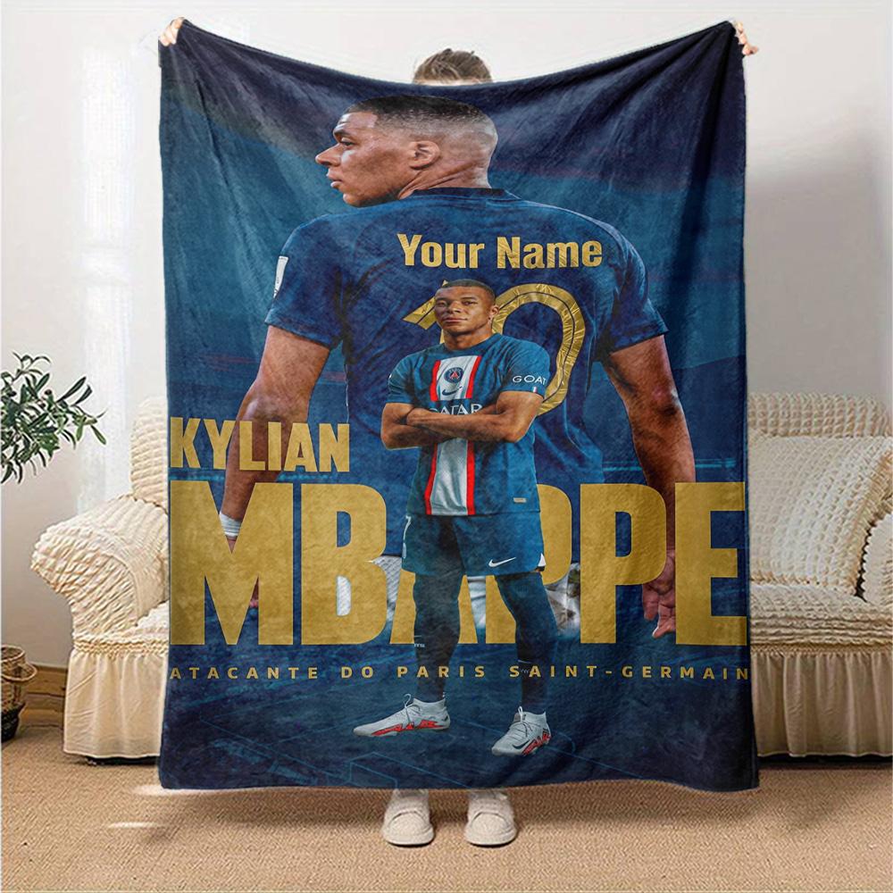 Mbappé Personalized Name Blanket Cozy Customizable Blanket Soft & Cozy for Seaside Sofa Couch Office Chair for All Occasions