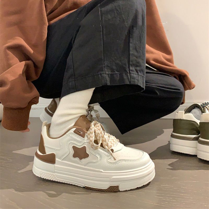 Модные женские кроссовки на платформе со звездным дизайном, на шнуровке, для скейтборда, на плоской подошве, удобные кроссовки для бега, для тенниса, для бега