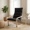 Modern Living Room Armchair With High Backrest Padded Wooden Legs And Velvet Upholstery 67x83x105 Cm Black