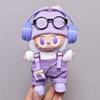 Labubu Doll Fashion Set: Purple Pink Overalls, Knitted Hat & Headphones for 1st, 2nd, 3rd Gen