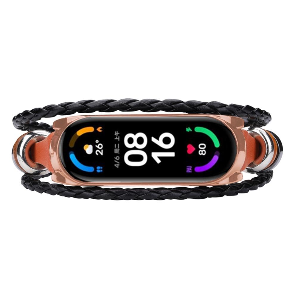 Сменный ремешок для Xiaomi Mi Band 6 6 NFC Mi Band 5 Смарт-часы Плетеный кожаный шнур Этнический стиль DIY Браслет