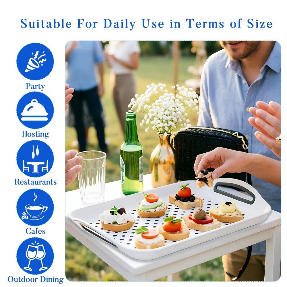Plastic Serving Tray Rectangular Raised Rim Handles Non Slip Plastic Double Handles Non Slip Food Tray Restaurant Use