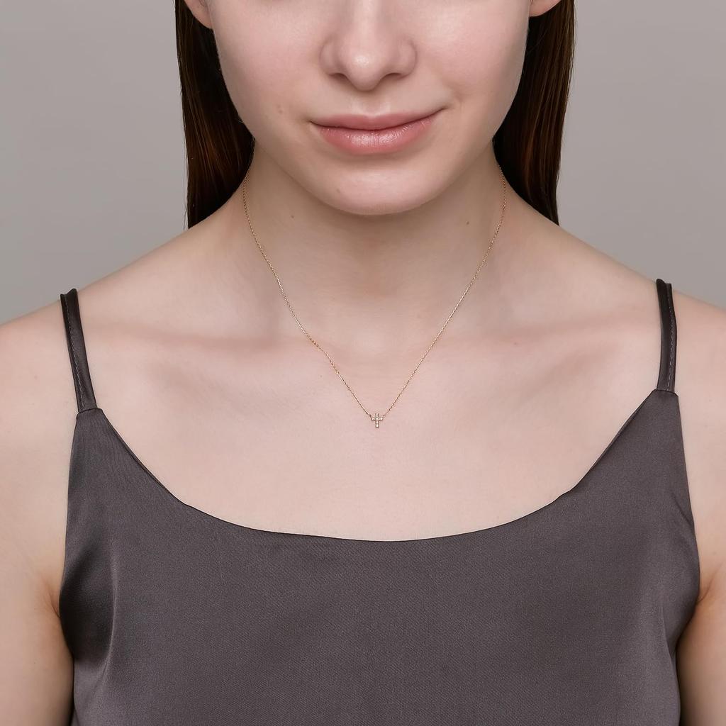 Крошечный мотив K10 Diamond Cross Ожерелье [Noges] (0,02 карата) 3024311602100999