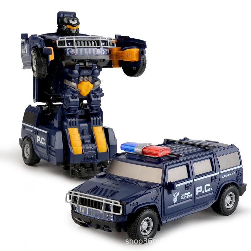 Детский электрический Хаммер в стиле TikTok: Трансформирующийся робот-полицейская машина с музыкальными и проекционными функциями.