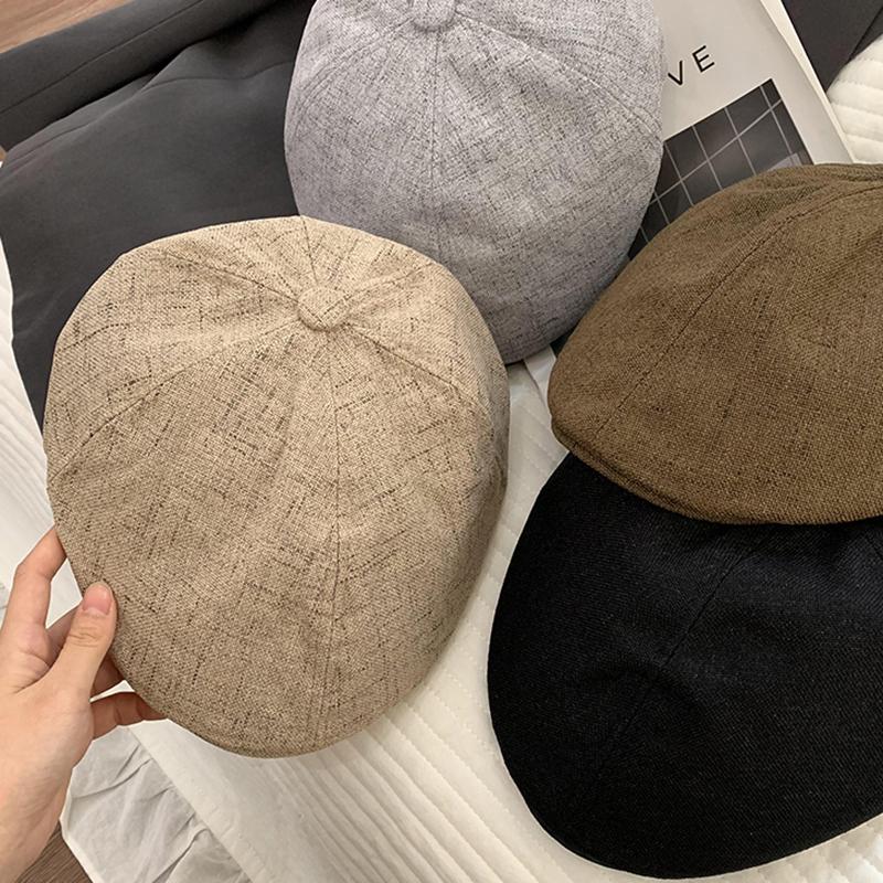 RICYGVM Autumn Beret For Women American Retro Cotton Linen Forward Hat Fashion Girl Artist Painter Cap Solid Color Berets Visors
