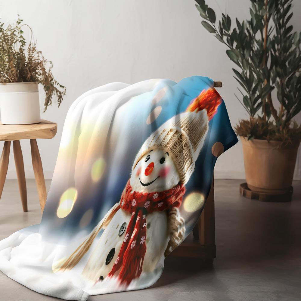 Tuniu Cute Snowman Christmas Blanket for Sofa Bed Living Room Bedroom Decoration Gift