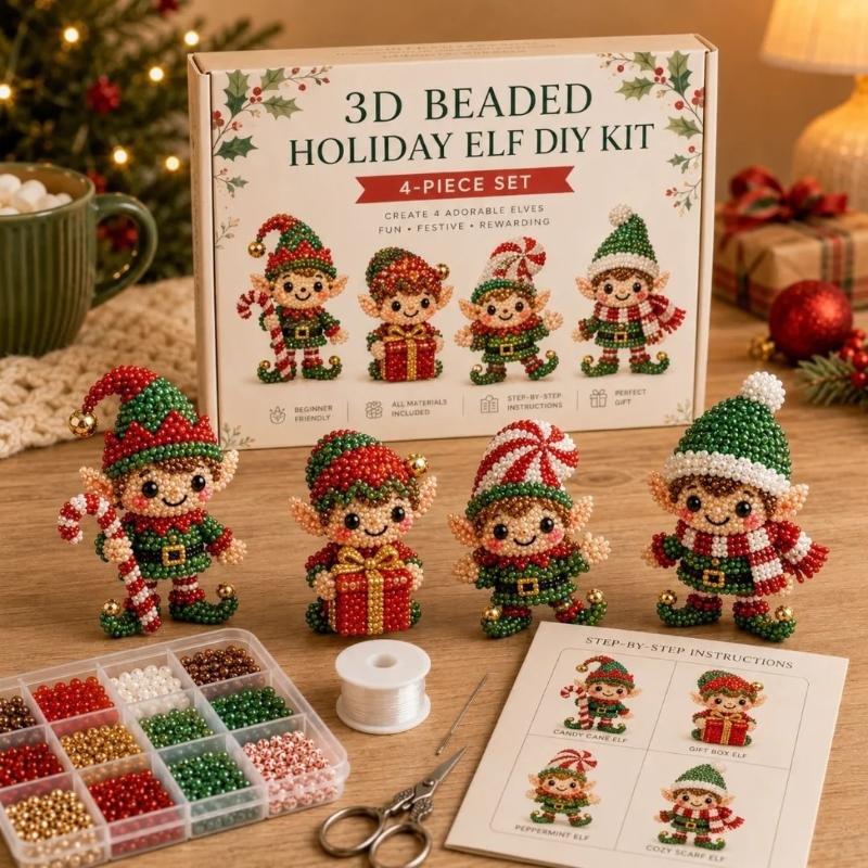 3D Лесной Эльф с Бусинами DIY Набор Все Материалы Включены Руководство для Начинающих для Домашнего Творчества Семейное Время Креативный Подарок