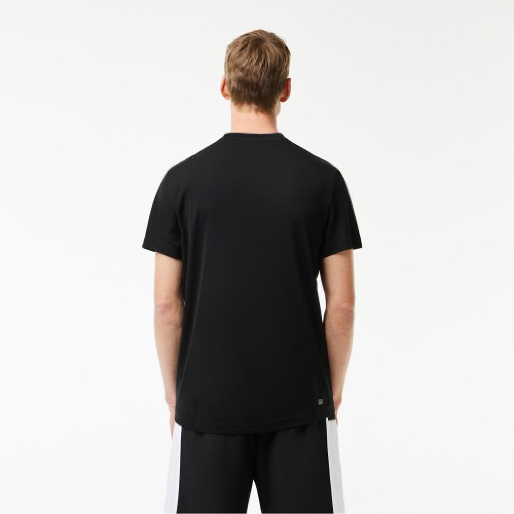 Lacoste Обычная однотонная функциональная футболка с коротким рукавом [черная]