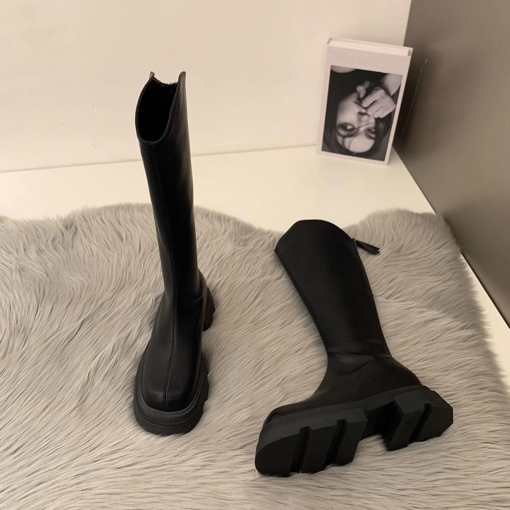 Long Boots Women's Thick-soled Thick Heels 2025 New Autumn and Winter Tall Knight Boots But Knee Thick Legs Big Tube Circumference Long Boots